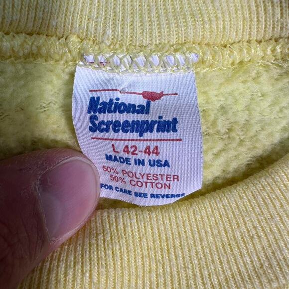Vintage 80s South Dakota Boundary Waters Crewneck Mens Large Yellow Sweatshirt - Picture 6 of 6